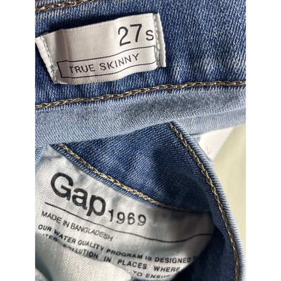 Gap 1969 Jeans Blue True Skinny Light Authentic Distressed Grunge Womens 27 - Picture 3 of 11